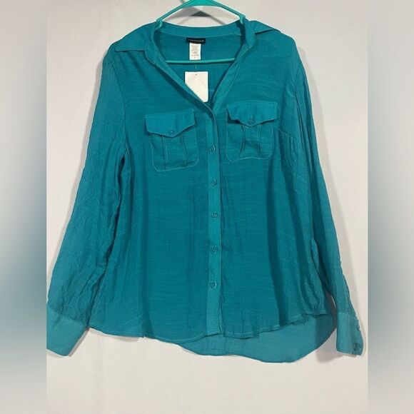 Perseption button down blouse - Picture 1 of 7
